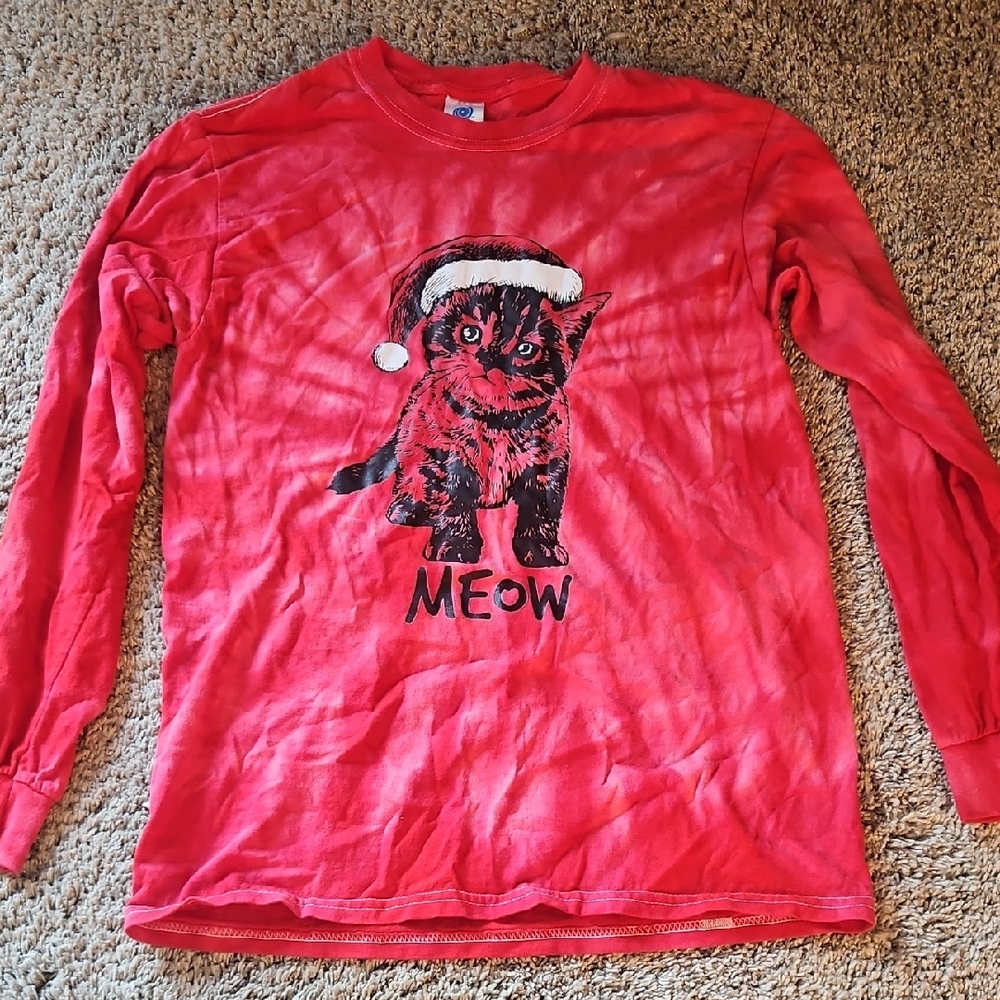 Festive Red Cat Long Sleeve Tee
